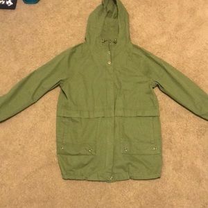 Army green button/zip up coat
